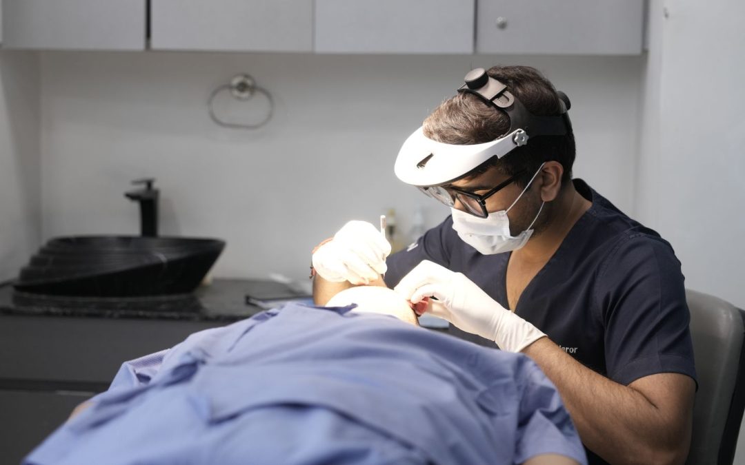 Medical practitioner performing a facial aesthetic treatment