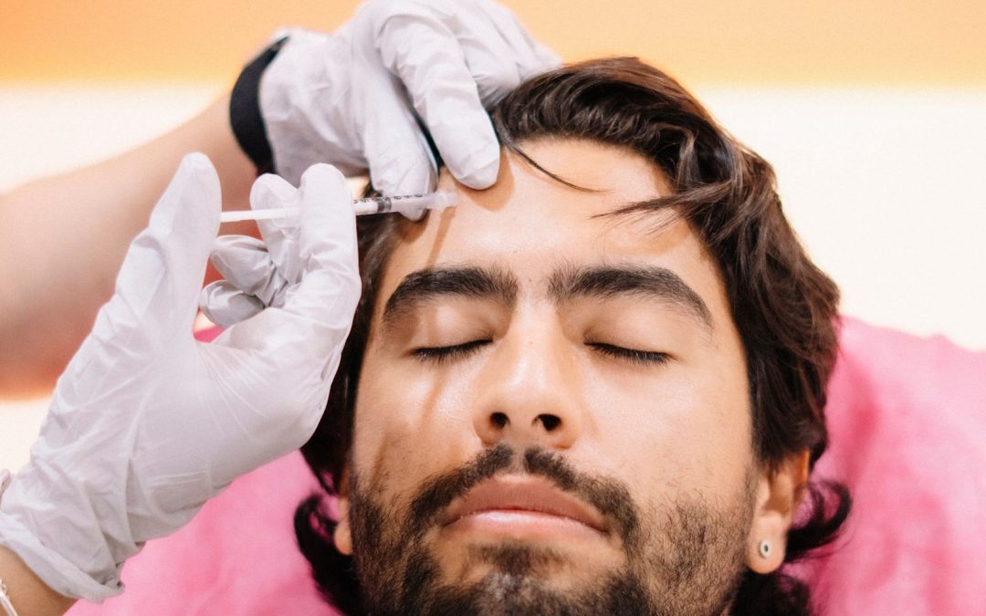 Patient receiving a botulinum toxin injection in a clinic