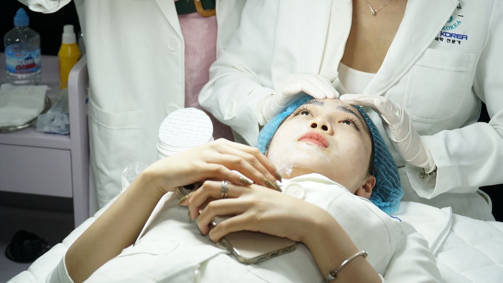 Professional facial treatment performed in a modern clinic