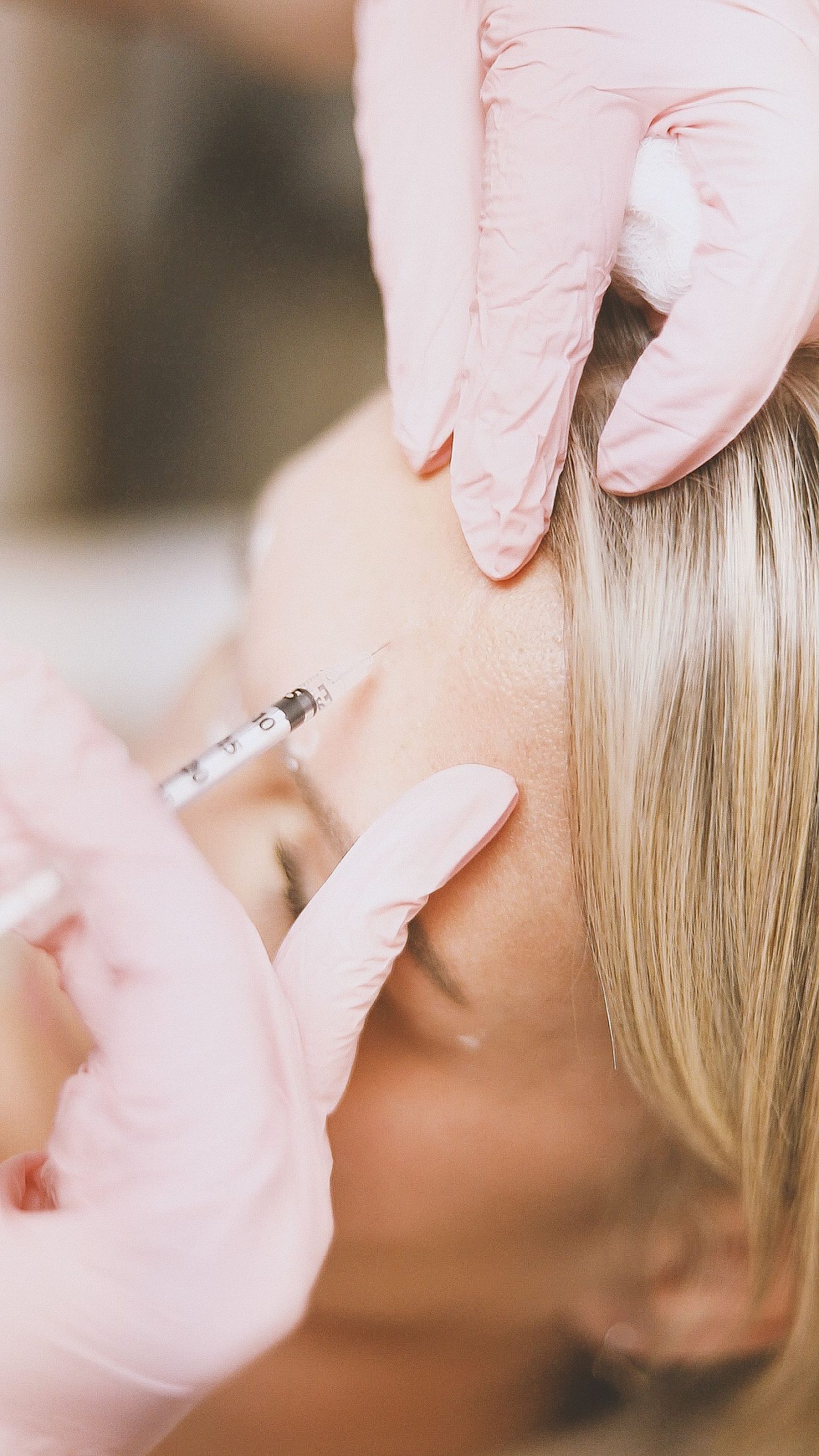 Close-up of a professional facial injection procedure
