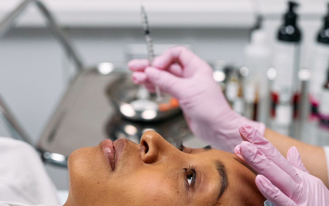 Patient prepared for a planned cosmetic treatment in a clinic